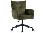 Carryhome Drehstuhl, Grün, Schwarz, Metall, Textil, Drehkreuz, 58x84.5-92x64 cm, Sitzfläche 360° drehbar, Arbeitszimmer, Bürostühle, Drehstühle