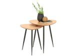 Xora Satztisch, Schwarz, Eiche, Holz, Metall, Holzwerkstoff, 2-teilig, Eiche, furniert, Freiform, konisch, 40x48x48 cm, Wohnzimmer, Wohnzimmertische, Beistelltische