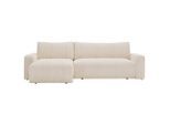 Carryhome Ecksofa, Creme, Kunststoff, 3-Sitzer, Füllung: Schaumstoff, Ottomane links, L-Form, einmalig seitenverkehrt montierbar, 245x150 cm, Liegefunktion, Schlafen auf Sitzhöhe, Rücken echt, haustierfreundlicher Bezug, Wohnzimmer, Sofas & Couches, Wohnlandschaften, Ecksofas