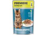 PREMIERE Tender Stripes Nassfutter Katze Adult Ente 112x85 g