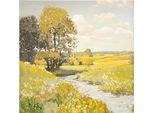 Leinwandbild GILDE "Bild quadratisch Quiet stream grün", gelb (farbe bild(er): grün), B:80cm H:80cm T:2,5cm, Poly-Leinwand, Bilder, Leinwandbild, Landschaftsbild Bachlauf Naturidylle Ruhemotiv Wasserlandschaft