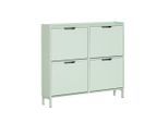 SoBuy Schuhschrank, Grün, Holzwerkstoff, Metall, 100x91x19 cm, Garderobe, Schuhaufbewahrung, Schuhkipper