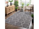 Muratap Trellis uni effen laagpolig vloerkleed modern 140x200 cm