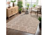 Muratap Trellis uni effen laagpolig vloerkleed modern 140x200 cm