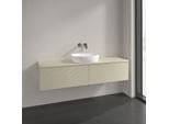 Villeroy und Boch Antao Waschtisch-Unterschrank L36150HJ mit Beleuchtung, 160x36x50cm, Hahnlochbohrung, Waschbeckenplattenfarbe Lack, silk grey matt lacquer