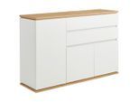 Xora Sideboard, Weiß, Eiche Artisan, Kunststoff, 3 Fächer, 2 Schublade(n) Schubladen, 139x93x42 cm, Typenauswahl, Beimöbel erhältlich, stehend, Wohnzimmer, Kommoden & Sideboards, Sideboards