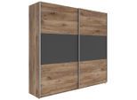 Schwebetürenschrank, Graphit, Eiche dunkel, Holzwerkstoff, 2 Fächer, 218x210x59 cm, Schlafzimmer, Kleiderschränke, Kleiderschränke 2-türig