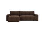 Carryhome Ecksofa, Braun, Kunststoff, 3-Sitzer, Füllung: Schaumstoff, Ottomane links, L-Form, einmalig seitenverkehrt montierbar, 245x150 cm, Liegefunktion, Schlafen auf Sitzhöhe, Rücken echt, haustierfreundlicher Bezug, Wohnzimmer, Sofas & Couches, Wohnlandschaften, Ecksofas