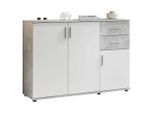Carryhome Kommode Bobby, Grau, Weiß, Kunststoff, 1 Fächer, 2 Schublade(n) Schubladen, 120x82x35 cm, stehend, Wohnzimmer, Kommoden & Sideboards, Kommoden