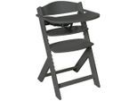 My Baby Lou Hochstuhl Lunch, Dunkelgrau, Holz, Buche, massiv, Sperrholz, 50.5x78.5x45 cm, Essbrett verstellbar, Fußstütze Sitzfläche abnehmbar, speichel- und schweißechte Lackierung, Babymöbel, Hochstühle & Zubehör, Hochstühle
