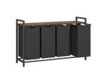 Mid.you Wäschekorb, Braun, Schwarz, Metall, Textil, Holzwerkstoff, 160 L, rechteckig, 116x72x33 cm, zusammenfaltbar, Ordnen & Aufbewahren, Wäschekörbe & Tonnen