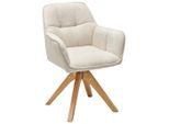 Livetastic Armlehnstuhl, Eiche, Beige, Holz, Textil, Eiche, massiv, Drehkreuz, 61x85x63 cm, inklusive Armlehnen, Sitzfläche 360° drehbar, Esszimmer, Stühle, Esszimmerstühle, Armlehnenstühle