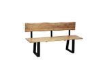 P & B Sitzbank, Schwarz, Akazie, Holz, Metall, Akazie, vollmassiv, Holz, 3-Sitzer, 160x85x50 cm, Esszimmer, Bänke, Sitzbänke