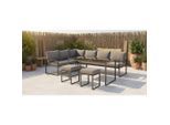 Ambia Garden Dining-Loungeset, Anthrazit, Schwarz, Metall, Glas, Textil, 16-teilig, Füllung: Faserbällchen,Schaumstoff, L-Form, 245x172 cm, Tische mit Glasplatte, Loungemöbel, Gartenlounge-Sets