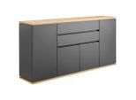Xora Sideboard, Graphit, Eiche Artisan, Kunststoff, 5 Fächer, 2 Schublade(n) Schubladen, 184x93x42 cm, Typenauswahl, Beimöbel erhältlich, stehend, Wohnzimmer, Kommoden & Sideboards, Sideboards