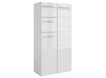 Mid.you Midischrank, Weiß, Weiß Hochglanz, Kunststoff, 3 Fächer, 2 Schublade(n) Schubladen, 60x121x31 cm, stehend, Badezimmer, Badezimmerschränke, Midischränke