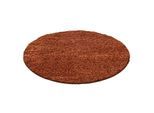 Muratap Basic rond shaggy vloerkleed terra / oranje hoogpolig- 200 cm rond