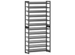 Boxxx Schuhregal Songmics, Schwarz, Metall, 12 Fächer, 92.5x223x30.7 cm, erweiterbar, stehend, Garderobe, Schuhaufbewahrung, Schuhregale