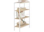 Woltu Standregal, Weiß, Eiche, Metall, 4 Fächer, Rechteckig, eckig, 50x78x20 cm, Wohnzimmer, Regale, Bücherregale