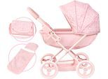 Puppenwagen BAYER "Cosy", rosa (rosa mit herzen), Puppenwagen, KinderB:34cm H:58cm T:63cm, Kunststoff, Metall, Stoff, Puppenwagen, mit Wickeltasche, B:34cm H:58cm T:63cm