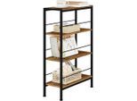 Woltu Standregal, Dunkelbraun, Schwarz, Metall, 4 Fächer, Rechteckig, eckig, 50x78x20 cm, Wohnzimmer, Regale, Bücherregale