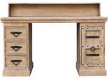 Schreibtisch SIT "Adelaide aus Mangoholz mit Schnitzereien & 3 Schubladen", beige (natur, natur, natur), B:132cm H:90cm T:65cm, Tische, Schreibtisch, Aufwendige Schnitzereien & Metallgriffe