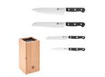 Messerblock ZWILLING "Gourmet, inkl. 4 Messer", braun, B:12cm H:24cm L:12cm, Messerblöcke, Messerblock, mit flexiblen Kunststoff-Borsten, Bambus