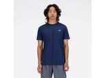Laufshirt NEW BALANCE "Sport Essentials T-Shirt Mens TOP-36319", Herren, Gr. S, blau (nb navy), Web, Obermaterial: 100% Polyester, regular fit normal, Rundhals, eng normaler Saum, Shirts Laufshirt, mit Kurzarm-Design, atmungsaktiv, schnell trocknend, Regular Fit