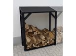 Kaminholzregal-Erweiterung PROMADINO "Speyer", grau (anthrazit), B:118,5cm H:148cm T:68cm, Holzwerkstoff, Kaminholzlager, Kaminholzregal-Erweiterung