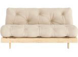 Daybett KARUP DESIGN "Roots Sofa Bed, Schlafsofa,, Bettfunktion, FSC-Massivholz", beige (beige, raw), B:160cm H:85cm, Bezug: 80% Baumwolle, 20% Polyester, Daybetten, Daybett, Inkl. Futonmatratze, Made in Europe, langlebig, B: 140 oder 160 cm