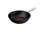 Wok TEFAL "Experience Unbreakable", schwarz, B:29,8cm H:8cm L:47,9cm Ø:28cm, Pfannen, Wok, FusionCore Antihaftversiegelung, Induktion, Temperaturanzeiger