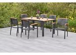 Garten-Essgruppe MERXX "»Tinos«", grau (grau, grau, graphit), Aluminium, Massivholz, Sitzmöbel-Sets, Garten-Essgruppe, Tisch: LxB: 150x90 cm