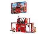 Konstruktions-Spielset PLAYMOBIL "Große Feuerwehrstation (72191), City Action", rot (bunt), Spielbausteine, Kinder, Kunststoff, Konstruktions-Spielset, Made in Germany