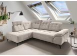 Ecksofa HOME AFFAIRE "Lazio modern und bequem, schmale Armlehnen, tolle Detailverarbeitung", beige (silber, zierkissen silber), B:255cm H:94cm, 93% Polyester, 7% Polyamid, Sofas, Ecksofa, zwei verschiedene Fußfarben wählbar