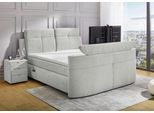 Boxspringbett JOCKENHÖFER GRUPPE "MOVIESTAR, mit Taschenfederkernmatratze H3-H4, inkl. LED-Beleuchtung", hellgrau 432, 19, B:206cm L:258cm, Bezug Bett: Microfaser (100% Polyester);Topper und Matratzenspiegel: 100% Polyester, Komplettbetten, Boxspringbett, wahlweise Strukturstoff-Bezug oder Microfaser-Bezug, 180x200cm