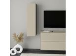 Hängeschrank "Reno", beige (graphit schwarz matt, glas kaschmir glanz), B:32cm H:118cm T:33cm, Glas, Holzwerkstoff, SET ONE BY MUSTERRING, Schränke, Hängeschrank, Für vertikale Montage, alternativ waagerecht montierbar