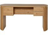 Schreibtisch JAHNKE "MOON D 150", braun (montana eiche, montana eiche, montana eiche), B:148cm H:75,2cm T:59cm, Tische, Schreibtisch, Schreibtisch, 1 Tür & 2 Schubladen, Aluminium Griffe, Breite: 148 cm