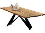 Esstisch SIT "Ischia aus Teak mit 50-mm-Platte & Cross-Base-Gestell", braun (natur, schwarz, schwarz, natur), B:240cm H:76,4cm T:100cm, recyceltes Teak, Metall (Eisen), Tische, Esstisch, 50-mm-Teakplatte mit markanter Bruchkante an den kurzen Seiten