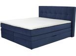 Boxspringbett JOCKENHÖFER GRUPPE "AMY mit Bettkasten, inkl. Taschenfederkernmatratze Härtegrad H3-H4", blau (blau 341, 02), B:194cm L:217cm, Bezug Bett: Samtoptik (100% Polyester);Topper und Matratzenspiegel: 100% Polyester, Komplettbetten, Boxspringbett, mit 6 cm Kaltschaum-Topper, Samt-Bezug, 180x200 und 200x200 cm