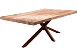 Esstisch SIT "Lourdes aus recyceltem Teakholz mit Metallgestell", beige (natur, antikbraun, antikbraun, natur), B:180cm H:76cm T:100cm, Platte recyceltes Teak, Gestell Metall, Tische, Esstisch, 50 mm starke Teakholzplatte & extravagantes Metallgestell