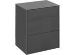 Kommode MÄUSBACHER, grau (anthrazit matt lack nb, glas anthrazit glanz), B:52cm H:63cm T:42cm, Sideboards, Kommode, Kommode BHT 52/63/42 cm, Push to open, Front+Oberplatte=Glas