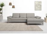 Ecksofa OTTO HOME "Costello L-Form, B: 301cm, Sitztiefen & Armteilverstellung, Federkern", grau (hellgrau), B:301cm H:89cm T:176cm, Luxus-Microfaser (90% Polyester, 10% Polyamid);Samtoptik (100% Polyester), Sofas, Ecksofa, 3 Nierenkissen, optional Schlaffunktion & Bettkasten
