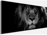 Leinwandbild BÖNNINGHOFF "Wandbild LÖWENKOPF XXL 90x200 cm – Leinwandbild Keilrahmen Deko modern", schwarz (farbe bild(er): schwarz, weiß), B:200cm H:90cm T:3,5cm, Canvas, MDF, Bilder, Leinwandbild, auf Keilrahmen gespannt