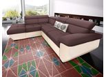 Ecksofa COTTA "Speedway L-Form, B: 262cm, moderne Couch, bequeme Wellenunterfederung", braun (creme, braun), B:262cm H:79cm T:102cm, Kunstleder SOFTLUX / Struktur (100% Polyester);Edles Flachgewebe (100% Polyester) / Feine Struktur (100% Polyester);Kunstleder SOFTLUX / Luxus-Microfaser (100% Polyester), Sofas, Ecksofa, Kopfteilverstellung, optional Schlaffunktion & Bettkasten