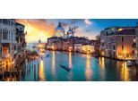 Leinwandbild BÖNNINGHOFF "Wandbild VENEDIG XXL – Leinwandbild Keilrahmen Deko modern", blau (farbe bild(er): blau, grau, gelb), B:200cm H:90cm T:3,5cm, Canvas, MDF, Bilder, Leinwandbild, auf Keilrahmen gespannt
