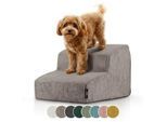 Rohrschneider ® Haustiertreppe mit rutschfester Unterseite und abnehmbarem Cordbezug taupe