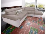 Ecksofa COTTA "Speedway L-Form, B: 262cm, moderne Couch, bequeme Wellenunterfederung", beige (schlamm, schlamm), B:262cm H:79cm T:102cm, Kunstleder SOFTLUX / Struktur (100% Polyester);Edles Flachgewebe (100% Polyester) / Feine Struktur (100% Polyester);Kunstleder SOFTLUX / Luxus-Microfaser (100% Polyester), Sofas, Ecksofa, Kopfteilverstellung, optional Schlaffunktion & Bettkasten