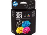 HP Tintenpatrone "original HP Druckerpatrone 302/304 colour + schwarz", bunt (schwarz, cyan, magenta, gelb), Tintenpatronen, Tintenpatrone