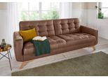 3-Sitzer EXXPO - SOFA FASHION "Fiord, aktuelles Design, tolle Detailverarbeitung im Sitz und Rücken", braun (cognac), B:222cm H:87cm T:89cm, Vintage (100% Polyester);Webvelours (100% Polyester), Sofas, 3-Sitzer, bequem, wahlweise Kippcouch mit Bettfunktion und Bettkasten, Holzfuß