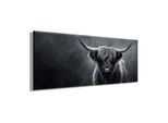 Leinwandbild BÖNNINGHOFF "Wandbild HOCHLANDRIND XXL 60x140 cm – Leinwandbild Keilrahmen Deko", farbe bild(er): weiß, schwarz, B:140cm H:60cm T:1,8cm, Canvas, MDF, Bilder, Leinwandbild, auf Keilrahmen gespannt
